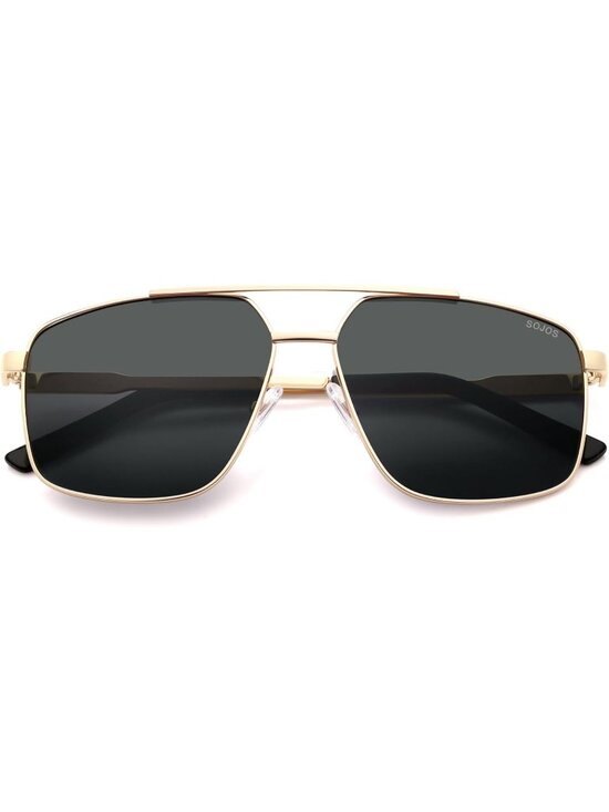 SOJOS Women\'s Gold Grey Trendy Square Polarized Retro Vintage Aviator Sunglasses main image 5
